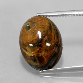 Pietersite naturale multicolore da 7,00 ct, taglio ovale, opaco