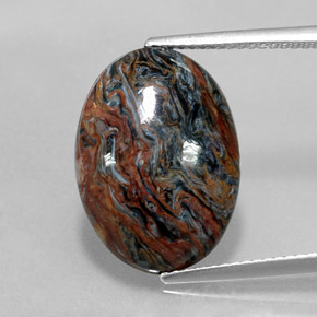 Pietersite naturale multicolore da 6,85 ct, taglio ovale, opaco