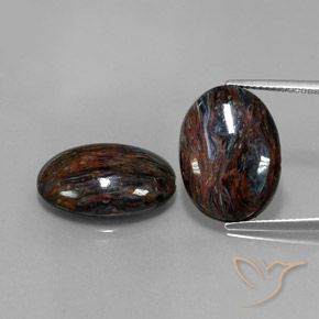 16.77ctw Naturale Nero Pietersite, Ovale, Opaco