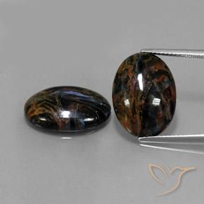 Gemme di Pietersite Nero naturale da 15.26 ct, Taglio ovale, Opaco