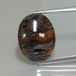 Pietersite naturale multicolore da 6,80 ct, taglio ovale, opaco