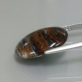 Pietersite naturale multicolore da 6,80 ct, taglio ovale, opaco
