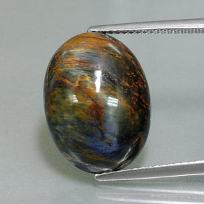Pietersite naturale multicolore da 9,76 ct, taglio ovale, opaco