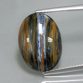 Pietersite naturale multicolore da 7,66 ct, taglio ovale, opaco