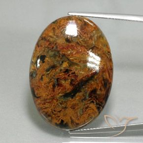 28.14ct Naturale Multicolore Pietersite, Ovale, Opaco