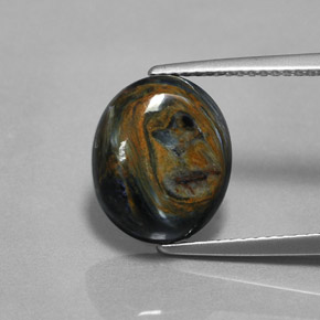 Pietersite naturale multicolore da 4,34 ct, taglio ovale, opaco