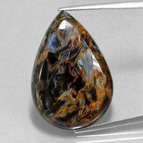 Pietersite naturale multicolore da 23,64 ct, taglio a pera, opaco