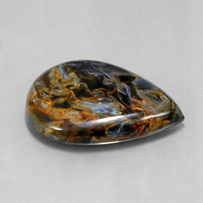 Pietersite naturale multicolore da 23,64 ct, taglio a pera, opaco