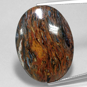 Pietersite naturale multicolore da 22,70 ct, taglio ovale, opaco