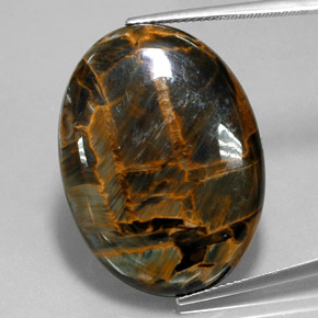 Pietersite naturale blu da 30,34 ct, taglio ovale, opaco