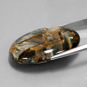 Pietersite naturale blu da 30,34 ct, taglio ovale, opaco