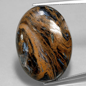 Pietersite naturale multicolore da 36,42 ct, taglio ovale, opaco