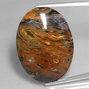 Pietersite naturale multicolore da 25,47 ct, taglio ovale, opaco
