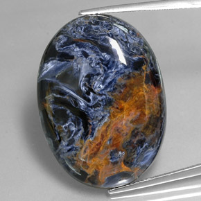 Pietersite naturale multicolore da 37,83 ct, taglio ovale, opaco