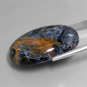 Pietersite naturale multicolore da 37,83 ct, taglio ovale, opaco