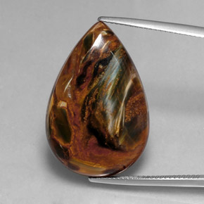 Pietersite naturale multicolore da 19,86 ct, taglio a pera, opaco