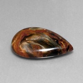 Pietersite naturale multicolore da 19,86 ct, taglio a pera, opaco