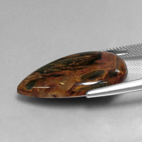 Pietersite naturale multicolore da 19,86 ct, taglio a pera, opaco