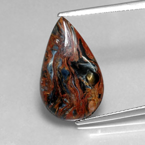 Pietersite naturale multicolore da 4,92 ct, taglio a pera, opaco