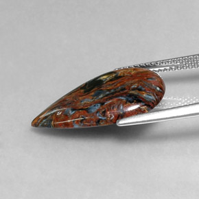 Pietersite naturale multicolore da 4,92 ct, taglio a pera, opaco