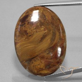 25.45ct Naturale Marrone medio Pietersite, Ovale, Opaco