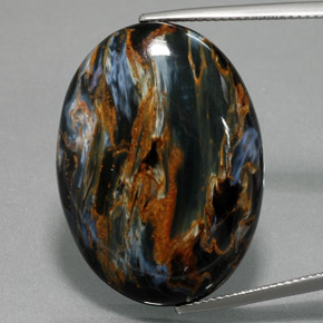 Pietersite Blu grigio naturale da 32.61 ct, Taglio ovale, Opaco