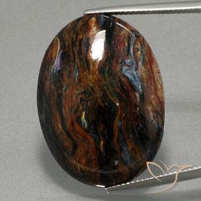 30.02ct Naturale Multicolore Pietersite, Ovale, Opaco