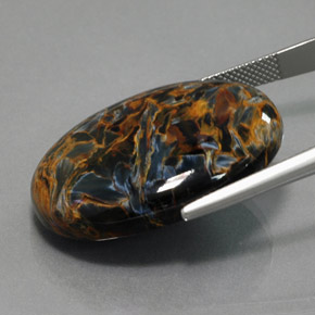 Pietersite naturale blu da 36,58 ct, taglio ovale, opaco