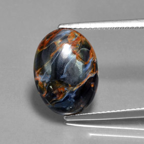 Pietersite naturale multicolore da 5,42 ct, taglio ovale, opaco