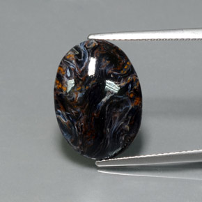 Pietersite naturale multicolore da 7,09 ct, taglio ovale, opaco