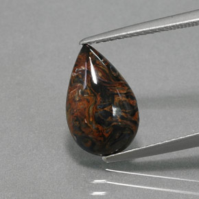 Pietersite naturale multicolore da 2,14 ct, taglio a pera, opaco