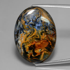 Pietersite naturale multicolore da 24,42 ct, taglio ovale, opaco