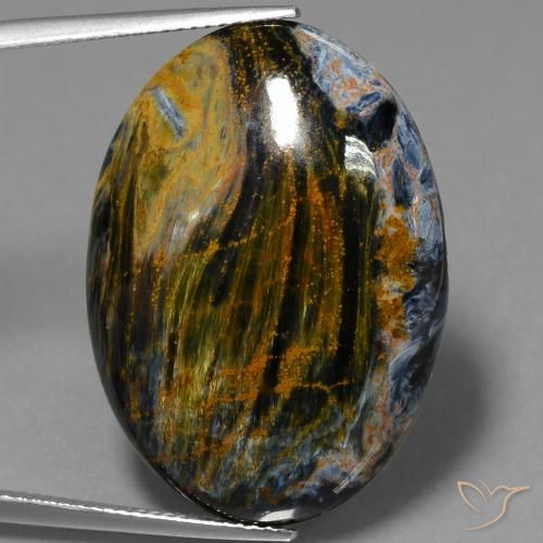 28.27ct Naturale Multicolore Pietersite, Ovale, Opaco