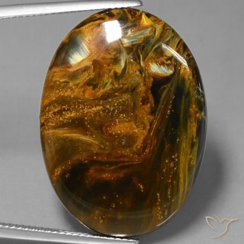 28.36ct Naturale Multicolore Pietersite, Ovale, Opaco