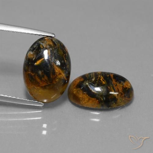 9.39ctw Naturale Multicolore Pietersite, Ovale, Opaco