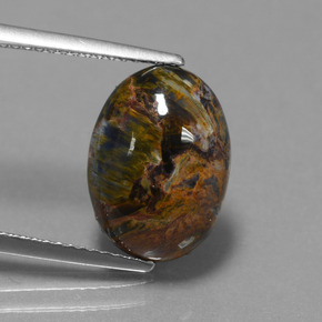 Pietersite naturale multicolore da 4,11 ct, taglio ovale, opaco
