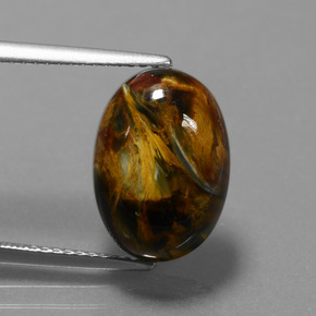 Pietersite naturale multicolore da 6,15 ct, taglio ovale, opaco