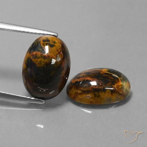 10.09ctw Naturale Multicolore Pietersite, Ovale, Opaco