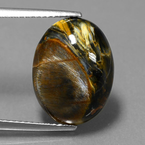 Pietersite naturale multicolore da 6,62 ct, taglio ovale, opaco