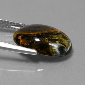 Pietersite naturale multicolore da 6,62 ct, taglio ovale, opaco