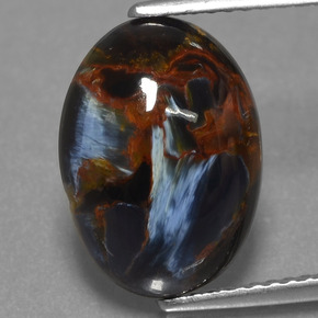 Pietersite naturale multicolore da 4,81 ct, taglio ovale, opaco