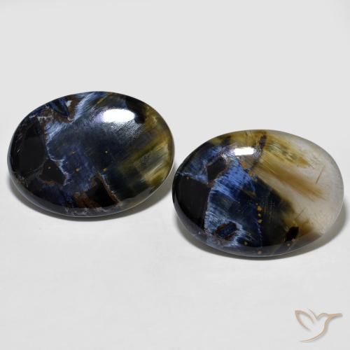 37.88ctw Naturale Multicolore Pietersite, Ovale, Traslucido