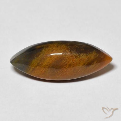 4.81ct Naturale Caramello Marrone Pietersite, Taglio marquise, Opaco