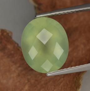 Prehnite naturale verde da 4,81 ct, taglio ovale, traslucido