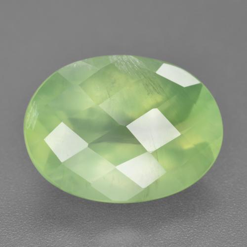 Prehnite naturale verde da 10,27 ct, taglio ovale, traslucido