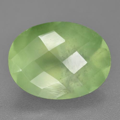 Prehnite naturale verde da 9,84 ct, taglio ovale, traslucido