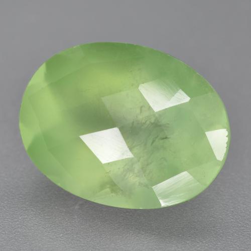 Prehnite naturale verde da 9,84 ct, taglio ovale, traslucido