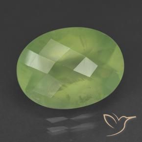 Prehnite Verde giallastro naturale da 9.09 ct, Ovale, Traslucido