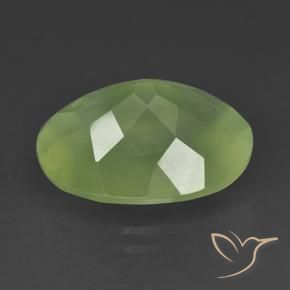 Prehnite Verde giallastro naturale da 9.09 ct, Ovale, Traslucido