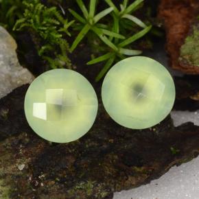 Prehnite naturale verde da 3,95 ct, taglio rotondo, traslucido